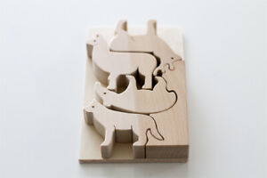 Wooden zoo Tapirus set 4 types of animal blocks from Hokkaido Made in Japan