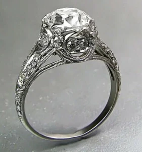 Antiguo anillo nupcial de boda de corte europeo eduardiano Art Deco anillo de regalo de Navidad - Imagen 1 de 3