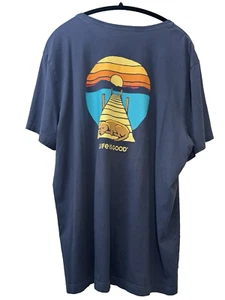 T-shirt Life is Good Crusher XXL blu cane manica corta girocollo tramonto - Foto 1 di 8
