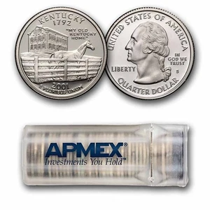 2001-S Kentucky State Quarter Proof 40-Coin Roll (Silver) - Picture 1 of 3