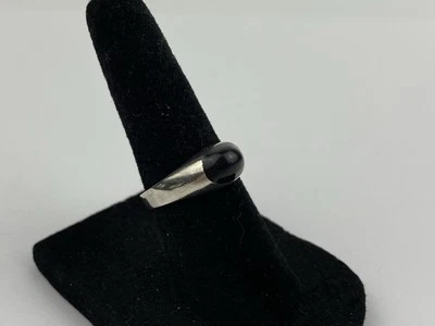 Anillo Boho De Colección México Cúpula Negro Ónix Plata Esterlina Talla 5.25 Foto 1 de 4