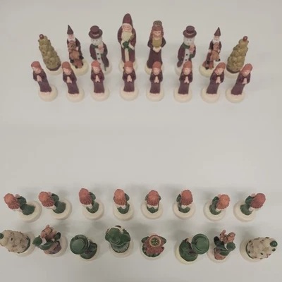 Juego de Ajedrez Tema Navidad Papá Noel Muñeco de Nieve Árbol Ángel 32 Piezas Juego Completo Foto 1 de 4