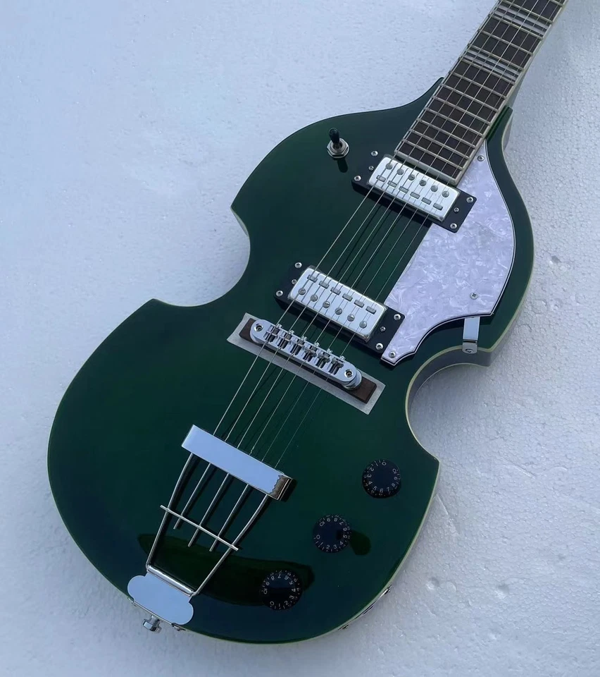  HI-459 电吉他半空心体光泽绿色成品红色 Fretboard — 第 1/4 张图片