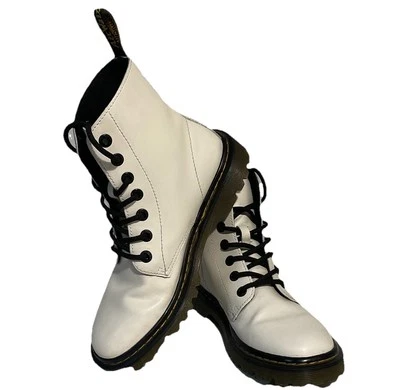 Женские ботинки Doc Dr MARTEN размер 8 39 Luana белые гладкая кожа кружевные боевые лодыжки - Изображение 1 из 4