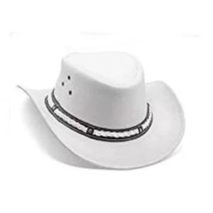 Sombrero de vaquero occidental de cuero genuino blanco para hombre y mujer - Imagen 1 de 7