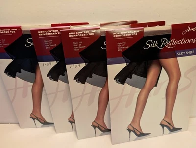 Lote de 4 PANTIMEDIAS HANES Seda Reflejos Talla EF Town Puntera Reforzada Taupe Nuevas en Paquete Foto 1 de 2