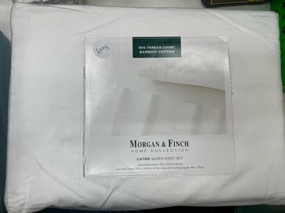Morgan & Finch Caton Queen Sheet Set 500TC White (18854801) - New - image 1 of 4