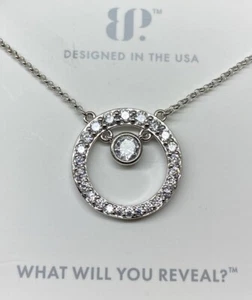 Ring Bomb Party “Graceful Babe” Necklace Rhodium Diamond CZ $140 MSRP! - Picture 1 of 7