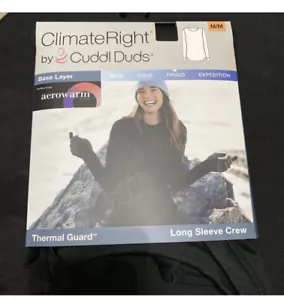 Climate Right Cuddl Duds Womens Thermal Guard Long Sleeve Crew Size Medium Black - Picture 1 of 2