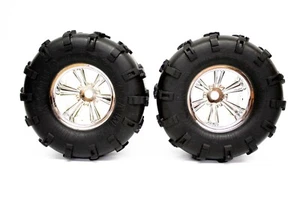 IMEX 3,2" Red Rock Reifen & Hawk Chromfelgen (1 Paar) 17/14mm Sechskant - Bild 1 von 9