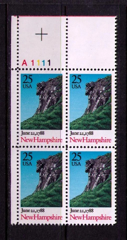 US USA Sc# 2344 MNH FVF PLATE # BLOCK  New Hampshire Old Man Mountain - Image 1 of 1