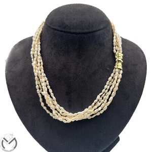 Collana perle chicco di riso oro giallo 18 kt 750 -510/VE- - Foto 1 di 3