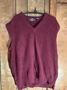 Orvis Mens Large 100% Lambs Wool  Sweater Vest Maroon Grandpa - Picture 1 of 4