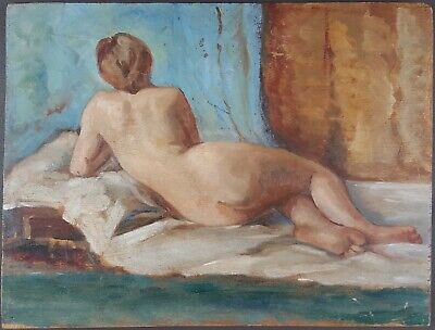 Ancien Tableau  Nu Féminin  Peinture Huile Antique Oil Painting Dipinto Gemälde • 184.40€