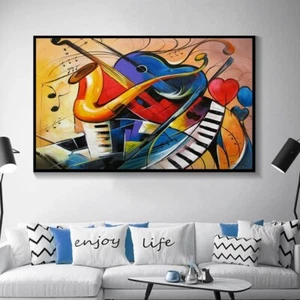 Póster de lienzo de decoración de arte de pared con impresión de pintura arte de guitarra de música abstracta - Imagen 1 de 5