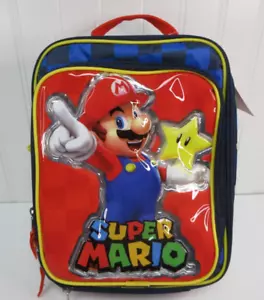 Nintendo Super Mario Kids  Lunch Bag Insulated Reusable Mesh Water Bottle Pocket - Picture 1 of 13