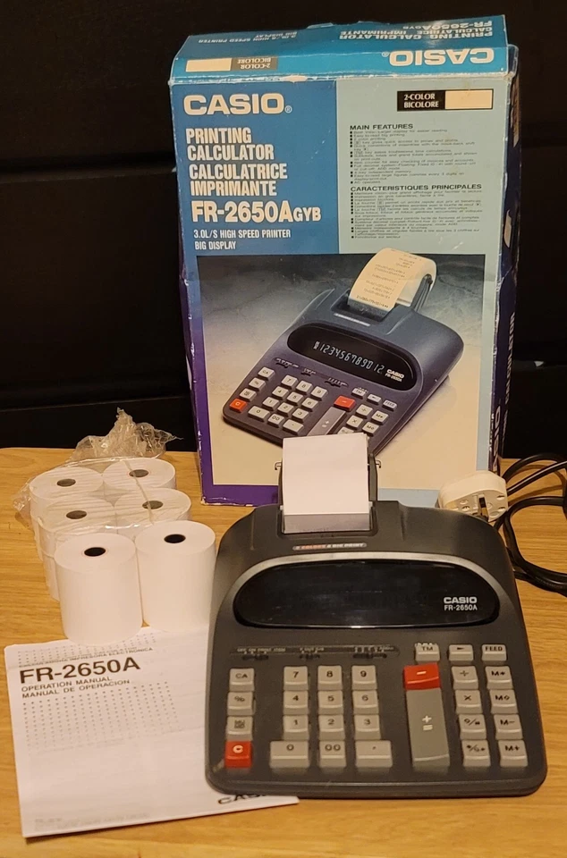 Casio FR-2650A Vintage Büro Tisch Druck Taschenrechner + Papierrollen (verpackt) - Bild 1 von 4