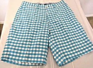 POLO GOLF RALPH LAUREN MEN'S CHECKERED BLUE WHITE SHORTS SIZE 32 - Picture 1 of 8