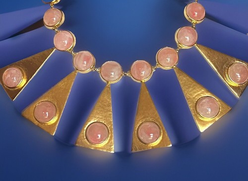 COLLANA DICHIARAZIONE QUARZO ROSA TORY BURCH CATENA LOGO TONO ORO NUOVA CON ETICHETTE BELLISSIMA!