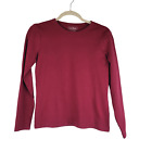 LL Bean Girl's Crew Neck Long Sleeve T-Shirt Top size XS 100% Cotton Red