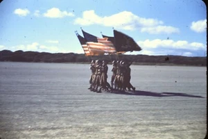 35mm Slide Army Day 1948 Presenting Colors 8-12 & 22 Inf Fort Ord CA Red Border - Picture 1 of 2