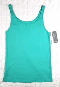 NWT EILEEN FISHER Size XL Organic Cotton Green Long Slim Tank Top Cami NEW - Picture 1 of 10