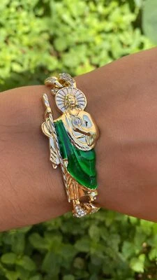 Saint Jude Bracelet Gold Plated - Pulsera San Judas Tadeo para Hombre Gifts 7.5" - Image 1 of 4