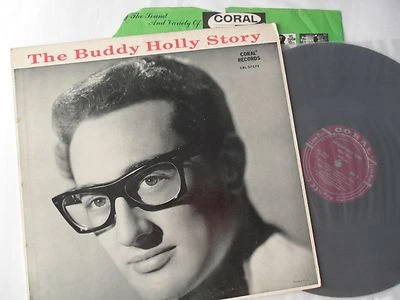 BUDDY HOLLY Story__1959 1st Press **RED PRINT COVER**__MAROON LABELS Original LP Foto 1 de 4