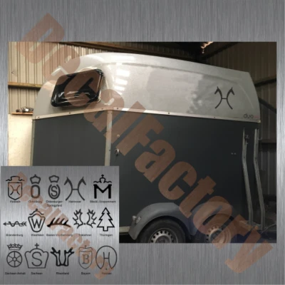 DECALFACTORY Aufkleber Brandzeichen Warmblut 30cm Pferde Wappen (Auto, Anhänger, Wand...)