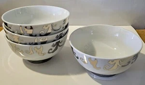 Set Of 4 Ciroa Luxe Fiori Platinum 4.5" X 2.25" Soup Salad Bowls - Picture 1 of 9
