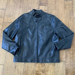 US Polo Assn. Association Black Faux Leather Jacket Coat Lined Mens Large - Picture 1 of 8