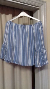 M &S Kids blue/white striped gypsy style top. Age 10-11. BNWOT. - Picture 1 of 5