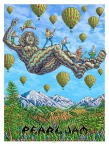 🎶🏔️ Rare Pearl Jam Poster 2016 Telluride RIDE Festival EMEK Art 18x24 🎨🎈 - Picture 1 of 2