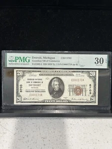 SASA 1929 Detroit $20 National Chárter 8703 Pmg Vf30 Epq - Picture 1 of 2