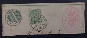 1895 Denmark Royal Danish Consulate cachet & 2 stamps on piece cd Soro - Picture 1 of 4