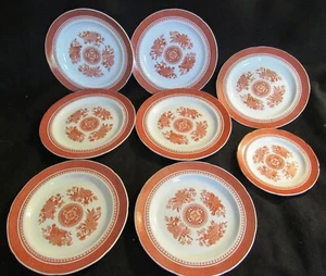 7 SPODE RED FITZHUGH 8" SALAD PLATES AND ONE BREAD PLATE - Picture 1 of 5