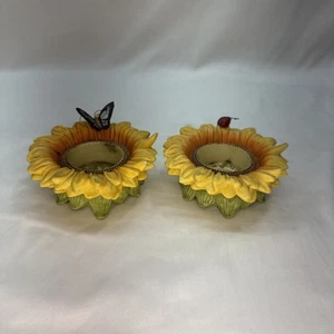 2er Set PartyLite Sunflower Buddies Marienkäfer/Schmetterling Teelicht Kerzenhalter  - Bild 1 von 4
