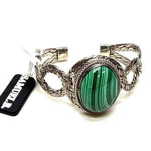 SAMUEL B BENHAM 925 Sterling MALACHITE Cuff Bracelet STATEMENT PIECE **READ** - Picture 1 of 15