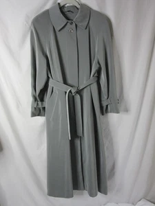 Utex Design Trench Coat Woman's Button Up Pockets Lined Full Length Gray Size 14 - Picture 1 of 17