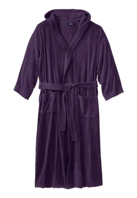 Maxi bata con capucha de terciopelo de felpa grande y alta talla King para hombre Foto 1 de 4