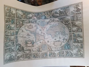 mappa del mondo colorata grande formato del XVII secolo di Nicolaus Vischet - Foto 1 di 24