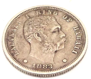 1883 KALAKAUA 1 KING OF HAWAII 10c ONE DIME Hawaii Dime - Bild 1 von 6