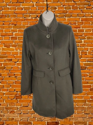 HARRODS GREEN COAT SIZE UK 8 WOOL CASHMERE WOMENS WINTER BUTTON UP SMART JACKET - Image 1 of 4