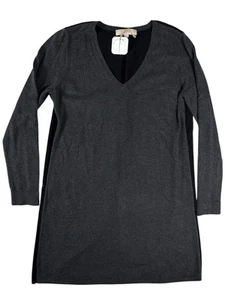 Ann Taylor Loft Gray Black V-Neck Long Sleeve Shift Dress Women's Size Medium - Picture 1 of 24