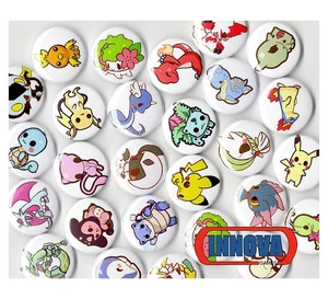 Chibi Pokemon 1 inch Button Set - x12 Random Lot - Pikachu Charizard Mew Lapras - Picture 1 of 2
