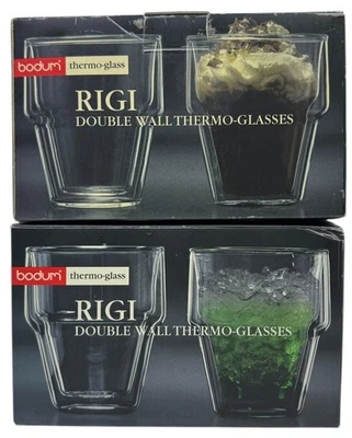 Bodum RIGI Double Wall Thermo-Glass Insulated 8 oz / .25 L Set of 4 NIB - Image 1 of 4