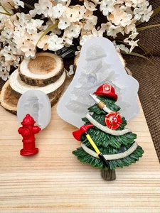 Christmas tree ornament flat back with hydrant handmade silicone Mold for crafts - Picture 1 of 10