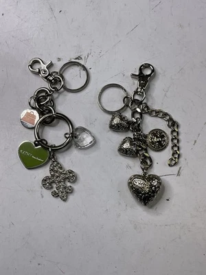 2x Y2K Kathy Van Zeeland Key Chain Fob Purse Charm Silver Heat Fleur De Lis - Image 1 of 4