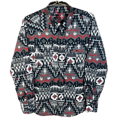 McAllen Western Men's Sz L Aztec Pearl Snap Shirt Ranch Wrangler Cowboy Rodeo - Image 1 of 4