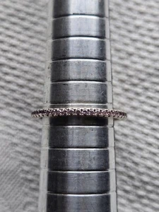 Vintage Sterling Silver Pink CZ Eternity Stacking Wedding Ring Sz 7 - Picture 1 of 6